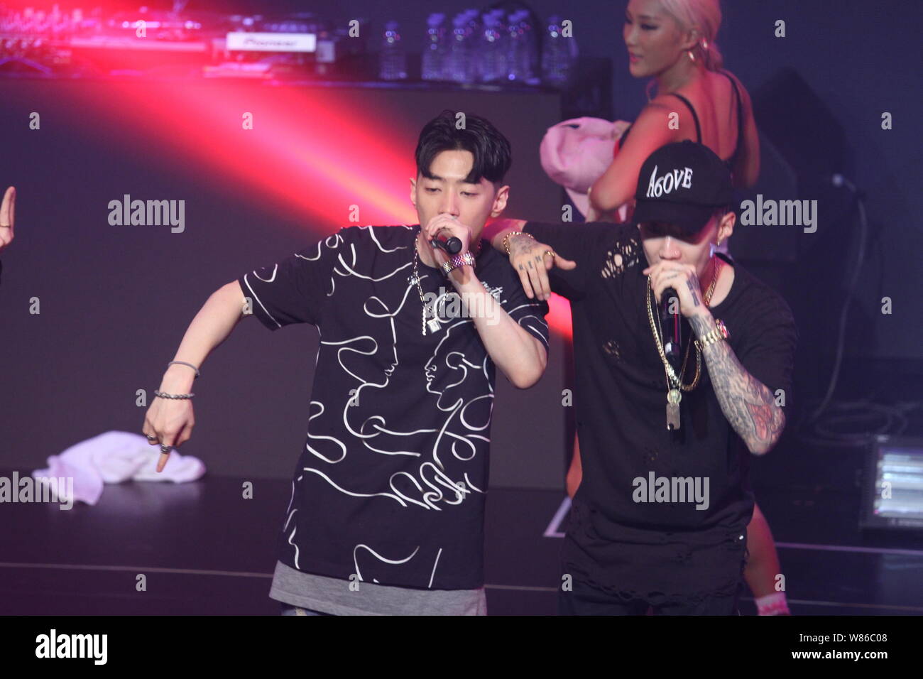 Members Of South Korean Idol Group Aomg Perform At Their Concert In Shanghai China 24 July 2016 Stock Photo Alamy