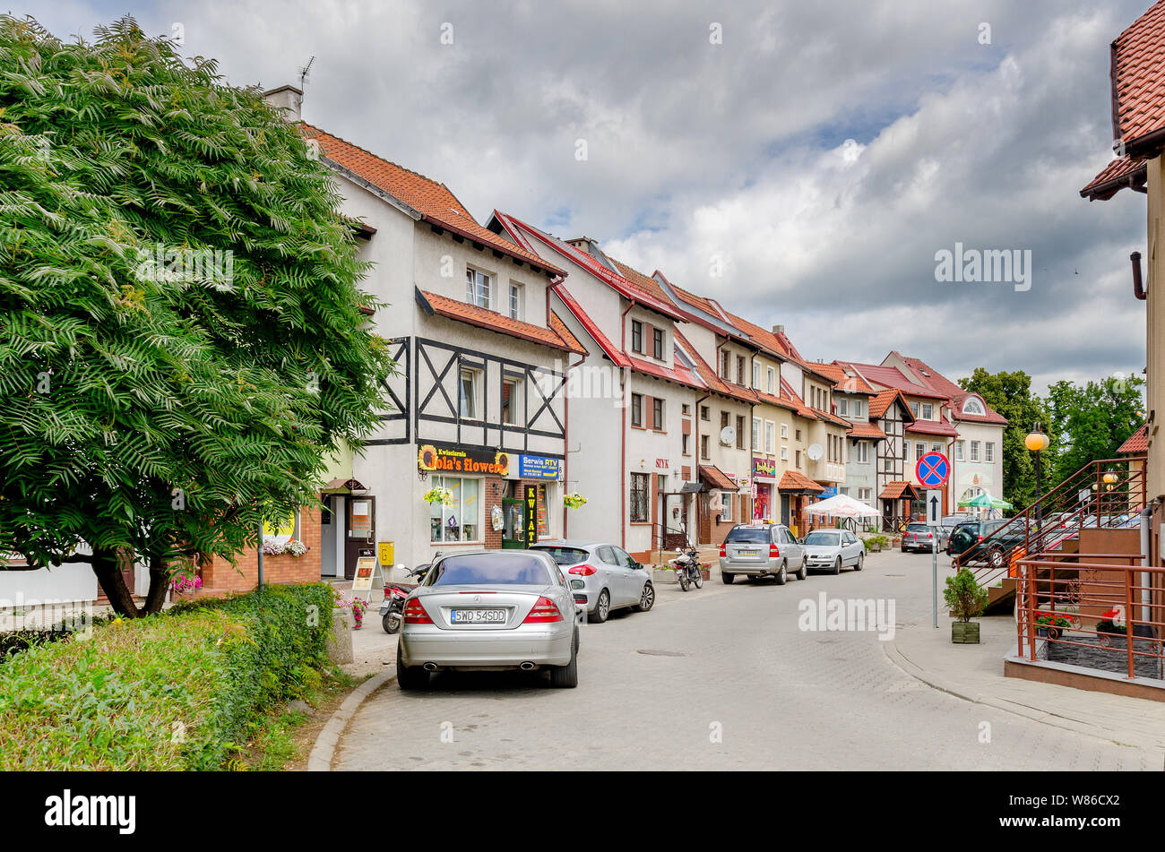 Dobre Miasto, ger. Guttstadt, warmian-mazurian province, Poland. John Paul II street, Stock Photo