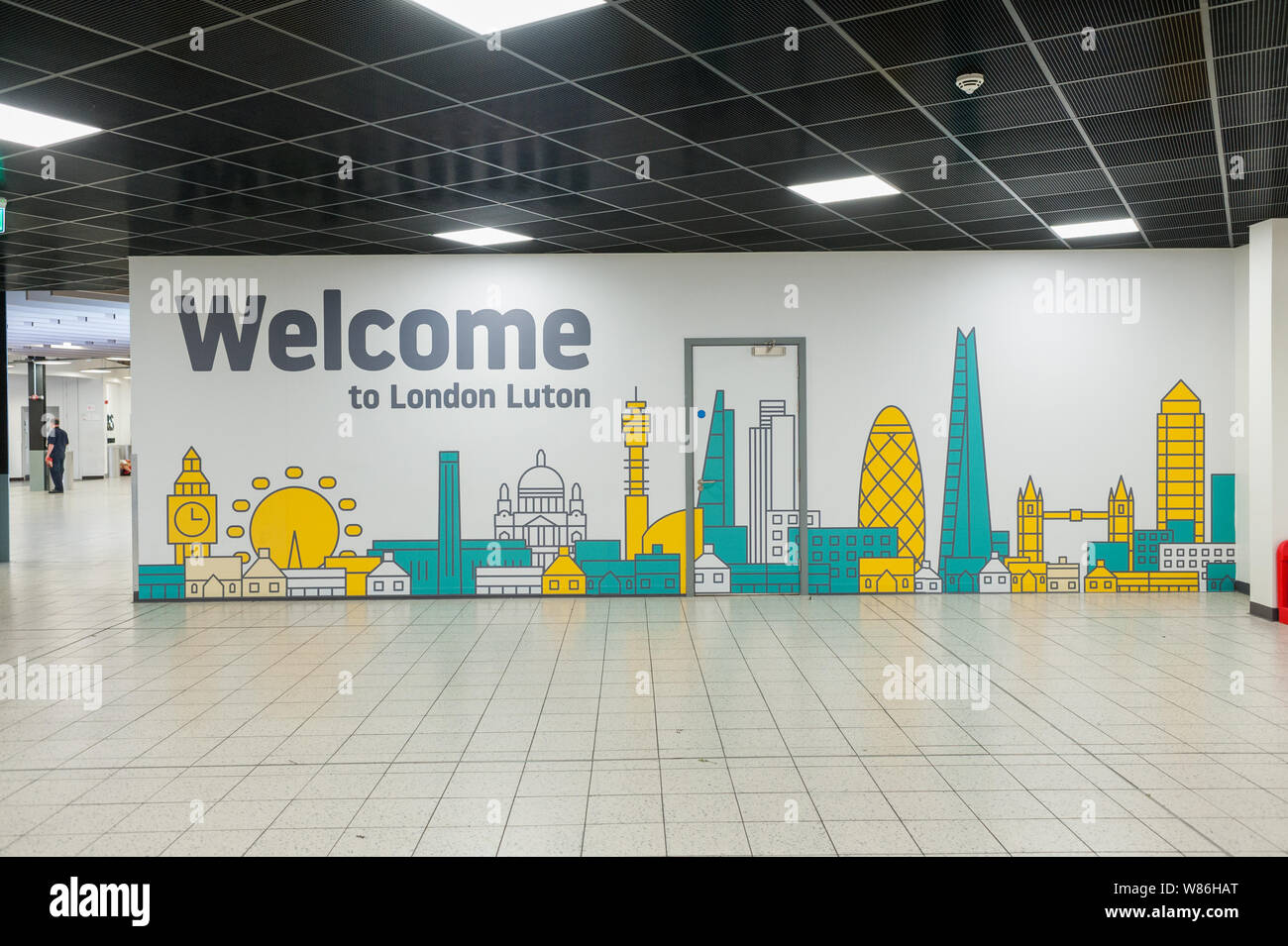 London Luton Airport arrivals welcome Stock Photo