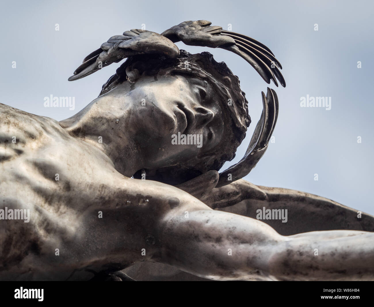 Staute of Eros in Piccadilly Circus in central London. Officially known as the Shaftesbury Memorial Fountain it is commonly called Eros. Erected 1893. Stock Photo