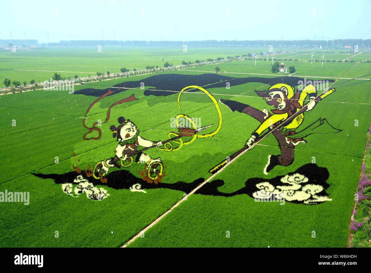 Rice Paddy Paintings Of Nezha Nalakuvara Left And Sun Wukong The Monkey King Are Displayed At A Paddy Field In Shenyang City Northeast China S Stock Photo Alamy Rice Paddy Paintings Of Nezha Nalakuvara Left And Sun Wukong The Monkey King Are Displayed At A Paddy Field In Shenyang City Northeast China S Stock Photo Alamy