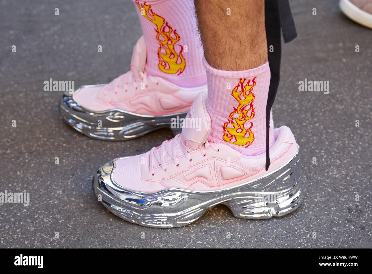 raf simons sneakers pink and silver