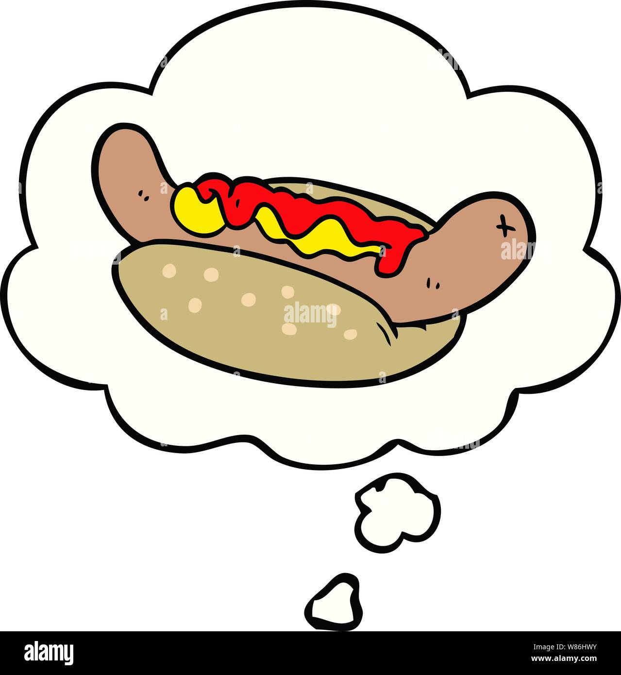 cartoon hot dog with thought bubble Stock Vector