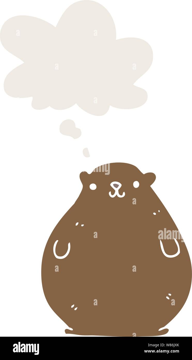 cartoon bear with thought bubble in retro style Stock Vector
