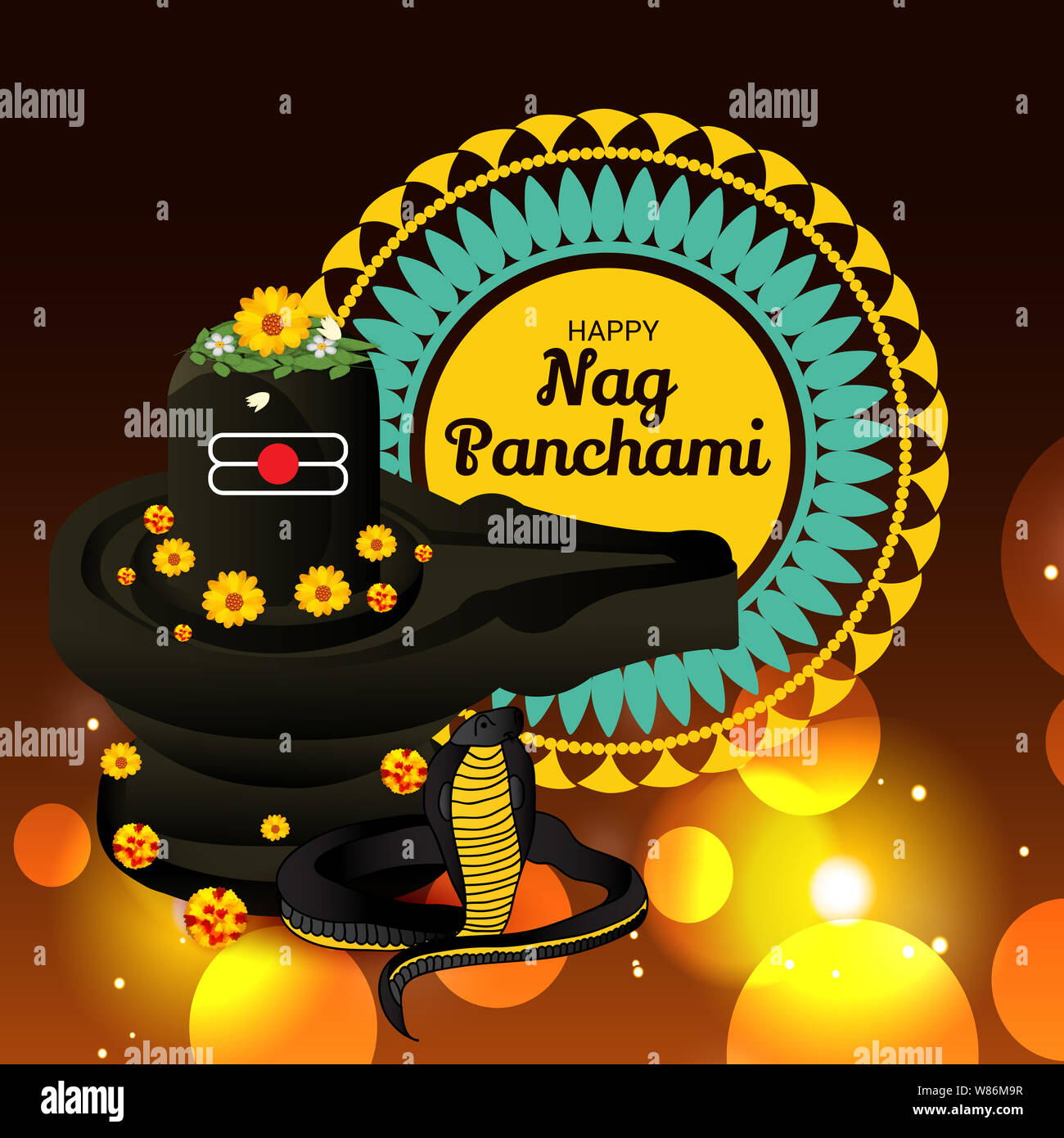 Vector Illustration Of A Banner For Nag Panchami With Hindi Text