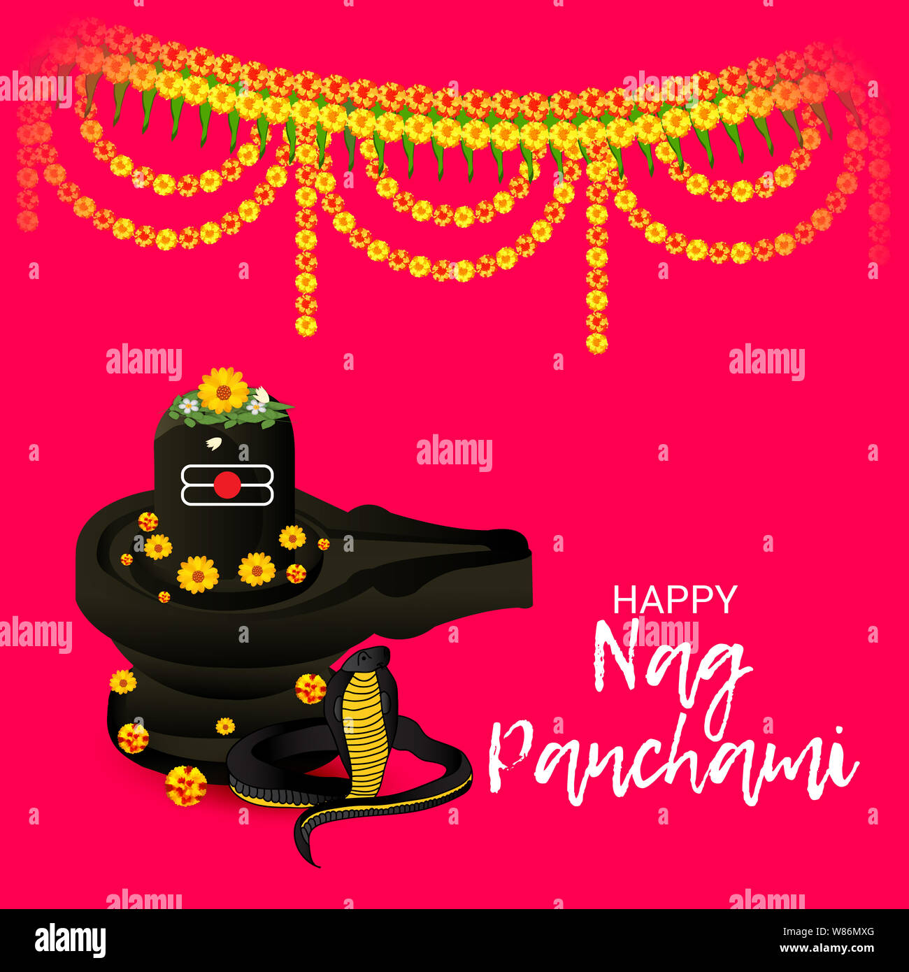 Vector Illustration Of A Banner For Nag Panchami With Hindi Text