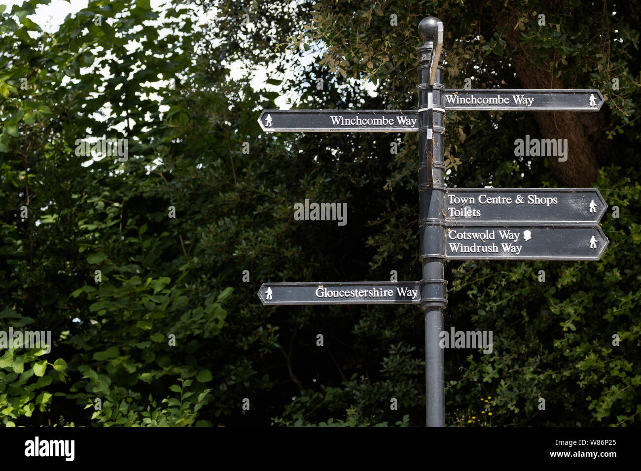Walkers signpost in Winchcombe, the Cotswolds Stock Photo