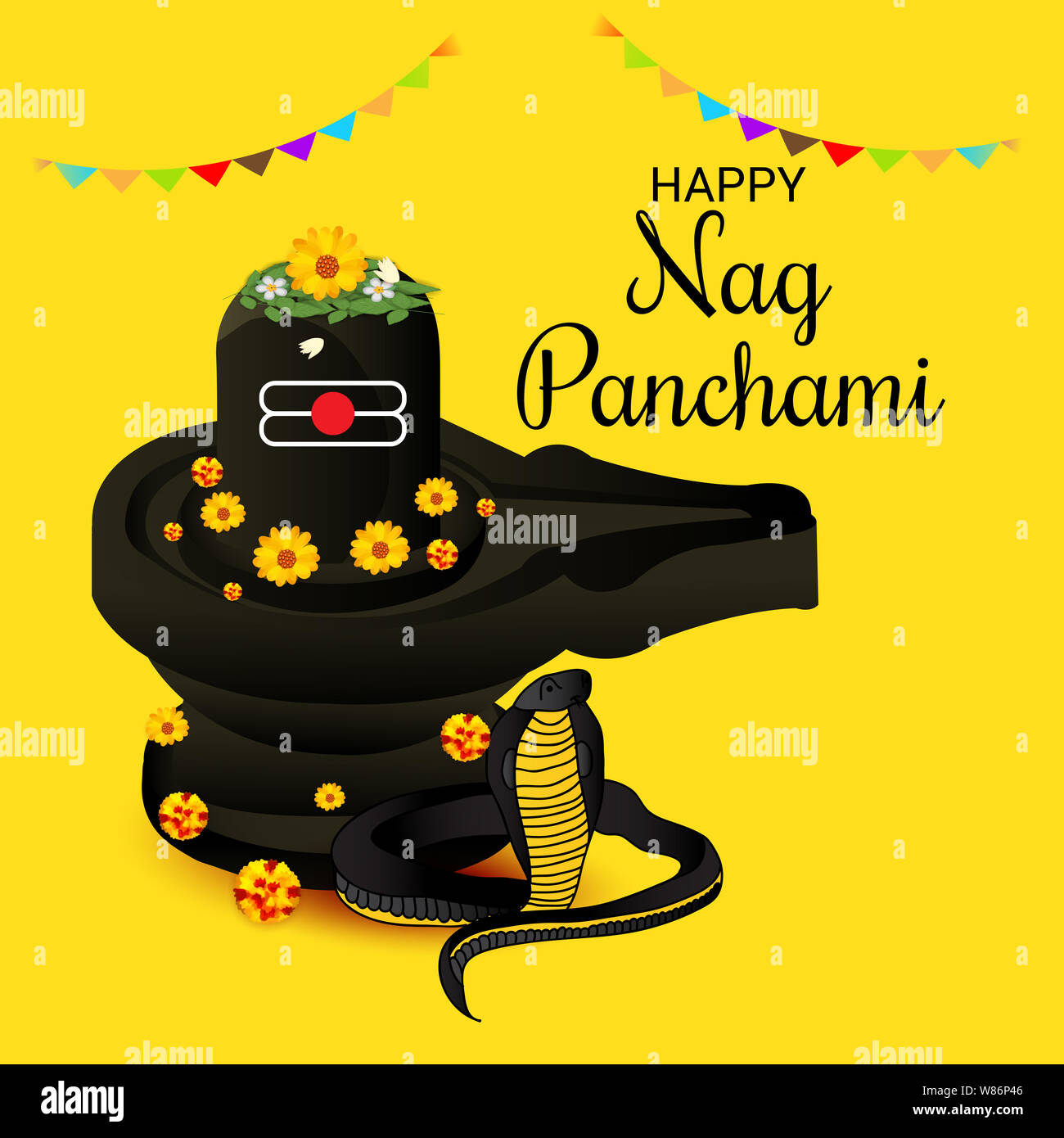 Vector Illustration Of A Banner For Nag Panchami With Hindi Text