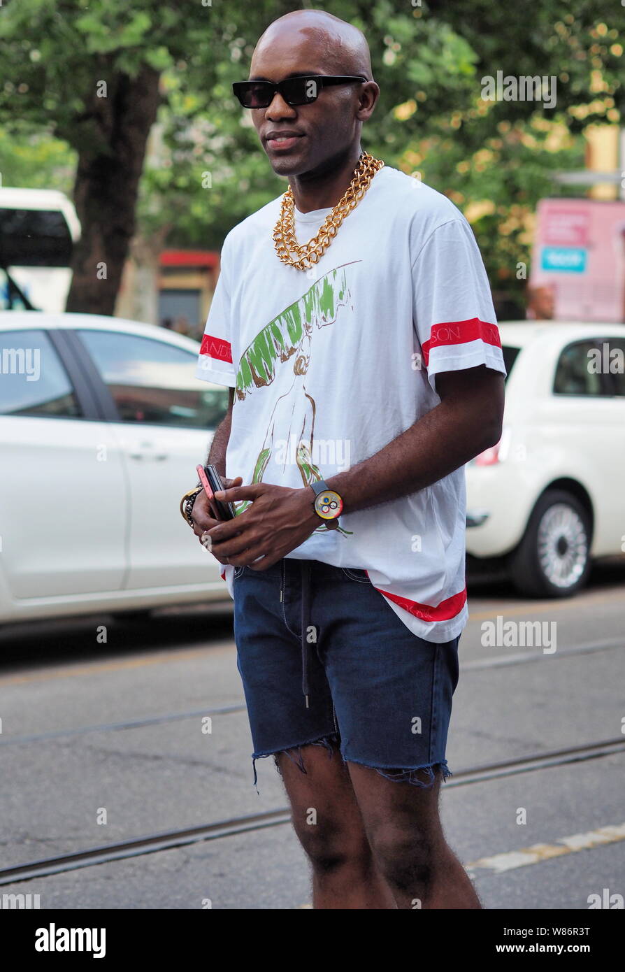 MILANO, Italy: 15 June 2019: Fashion blogger street style outfit before  Neil Barrett fashion show during Milano Fashion Week man 2019/2020 Stock  Photo - Alamy