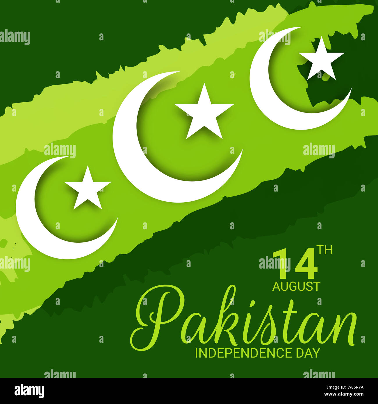 Celebrating Pakistan Independence Day creative vector illustration. 14th August pakistan independence. Stock Photo