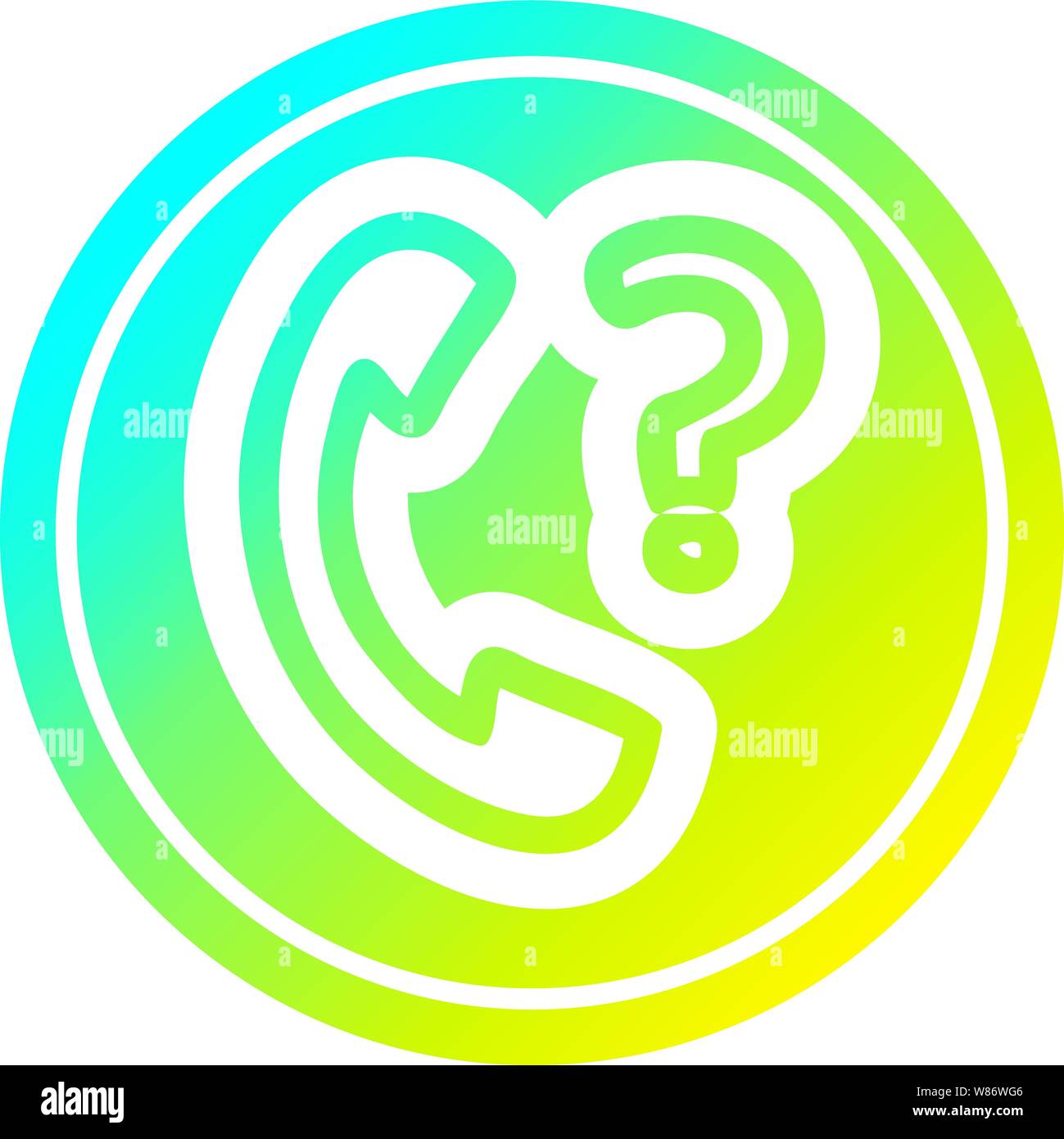 telephone handset with question mark circular icon with cool gradient