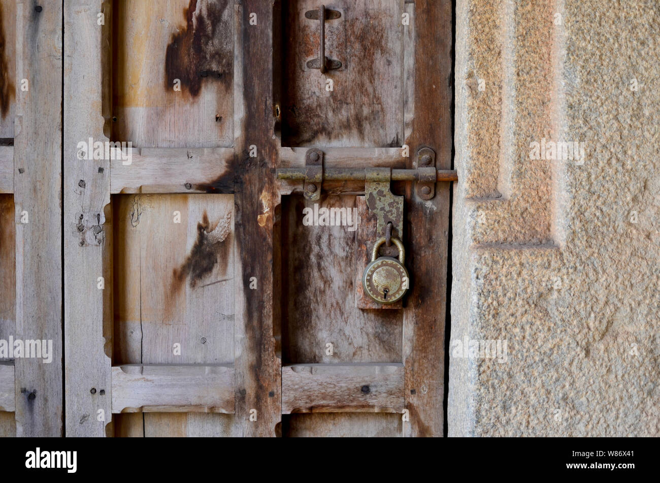 Old doors with padlocks Stock Photo