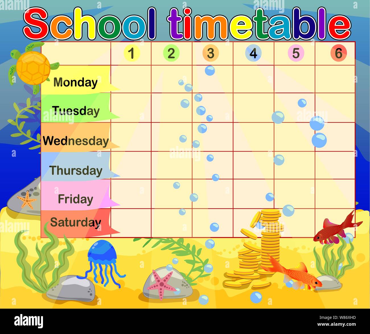 Design Of The School Timetable For Kids Bright Underwater Background For The Planning Of The School Week Stock Vector Image Art Alamy Design Of The School Timetable For Kids Bright Underwater Background For The Planning Of The School Week Stock Vector Image Art Alamy