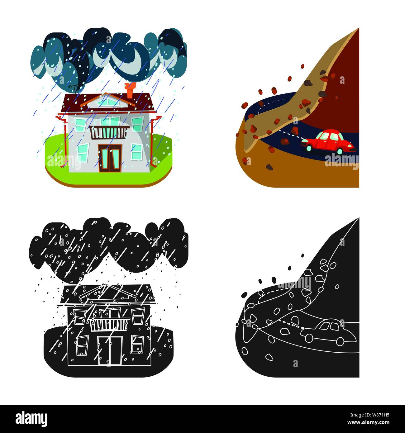 Vector design of weather and distress icon. Set of weather and crash ...