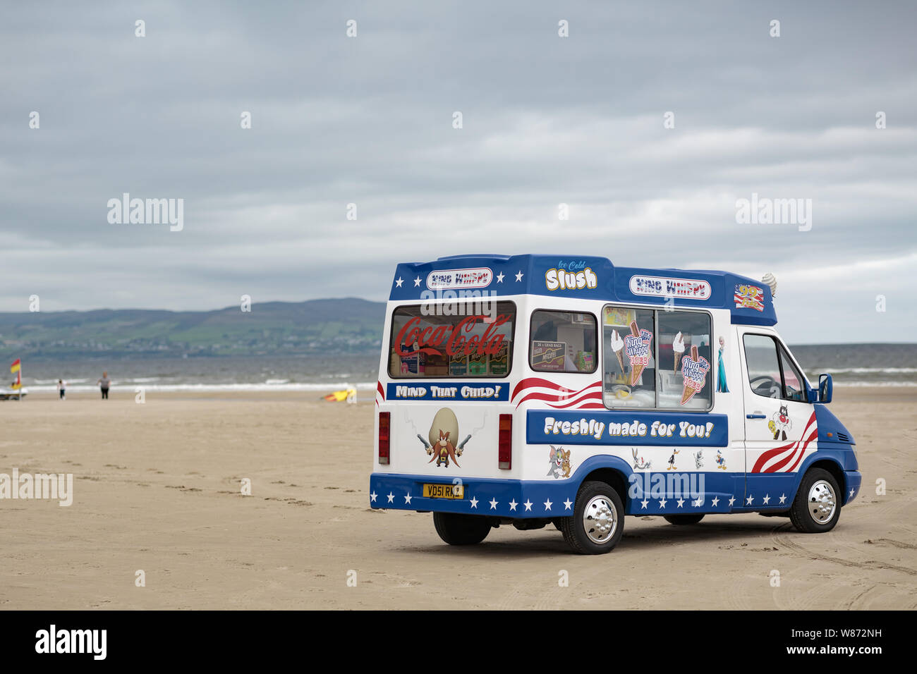 Ice Cream Van on Benone Beach, Northern Ireland Stock Photo