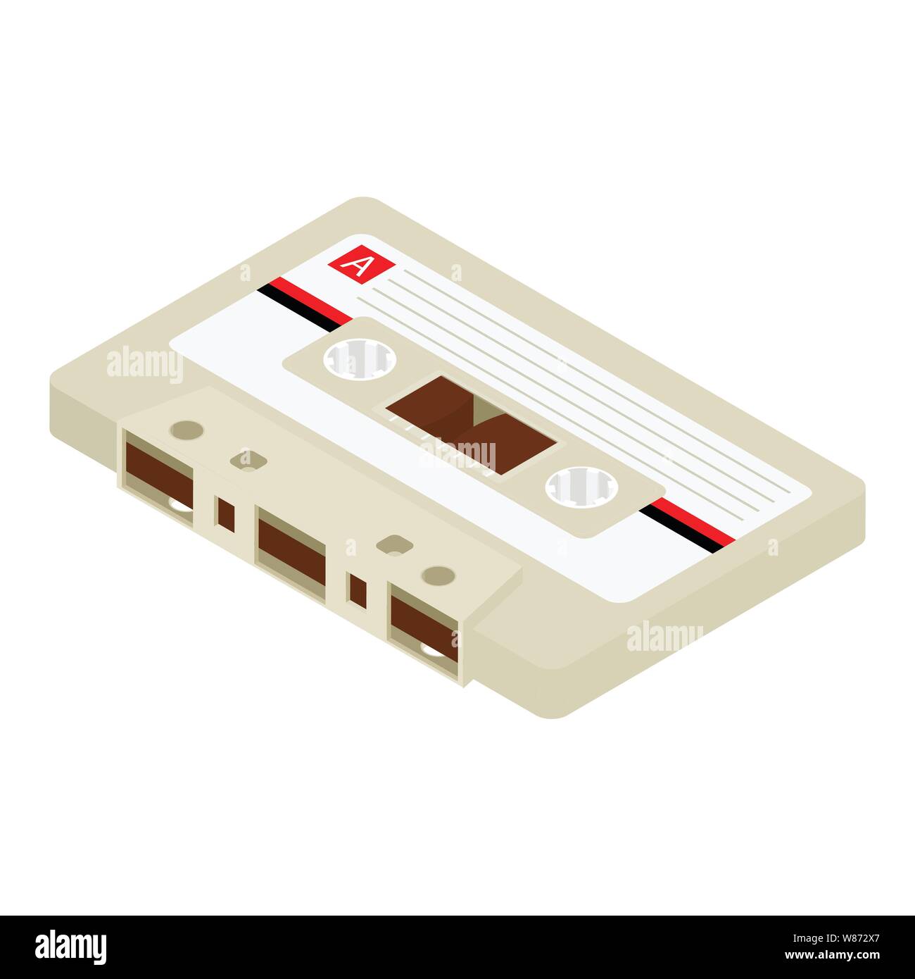 Vintage audio cassette tape isometric view isolated on white background ...