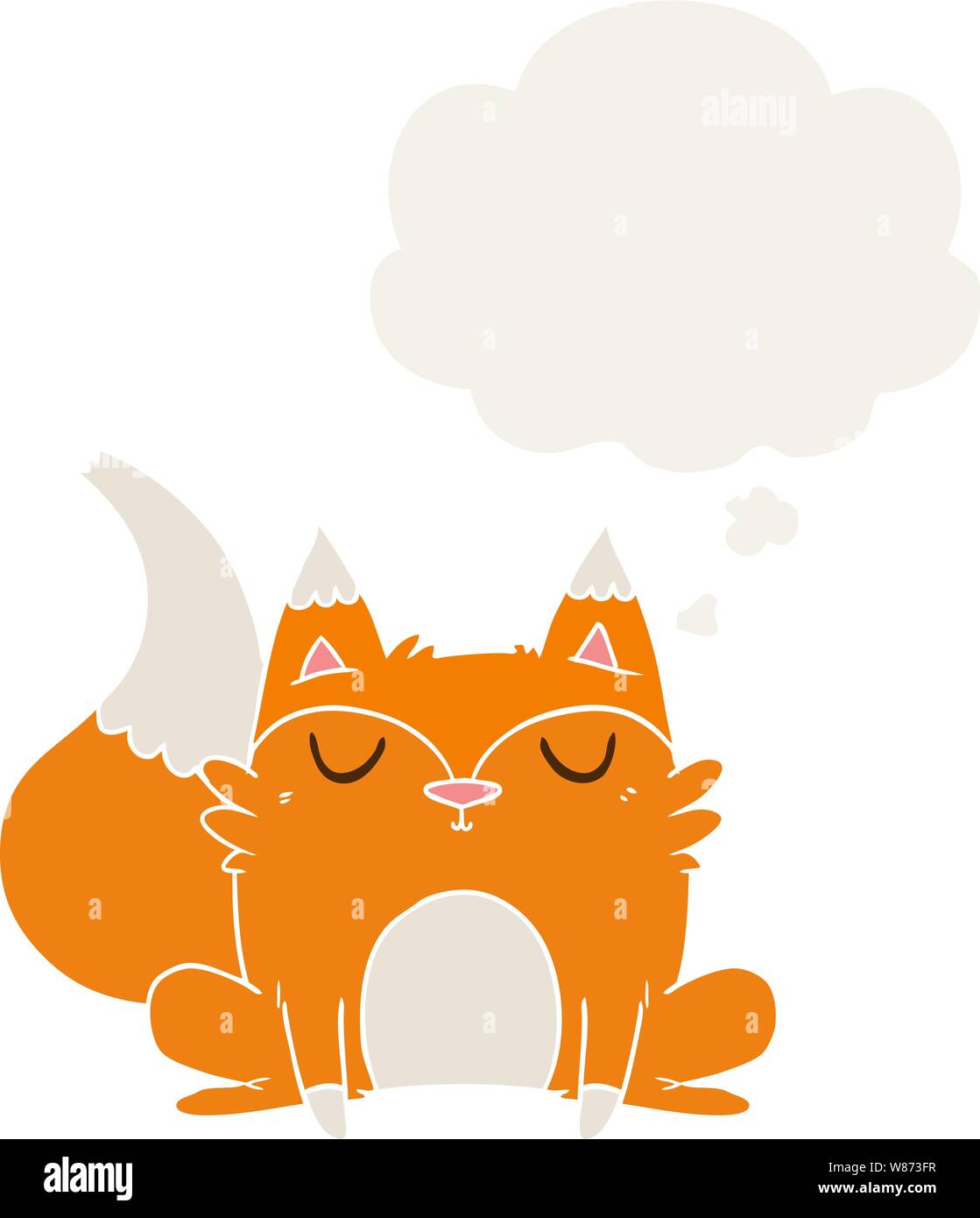 cartoon fox with thought bubble in retro style Stock Vector