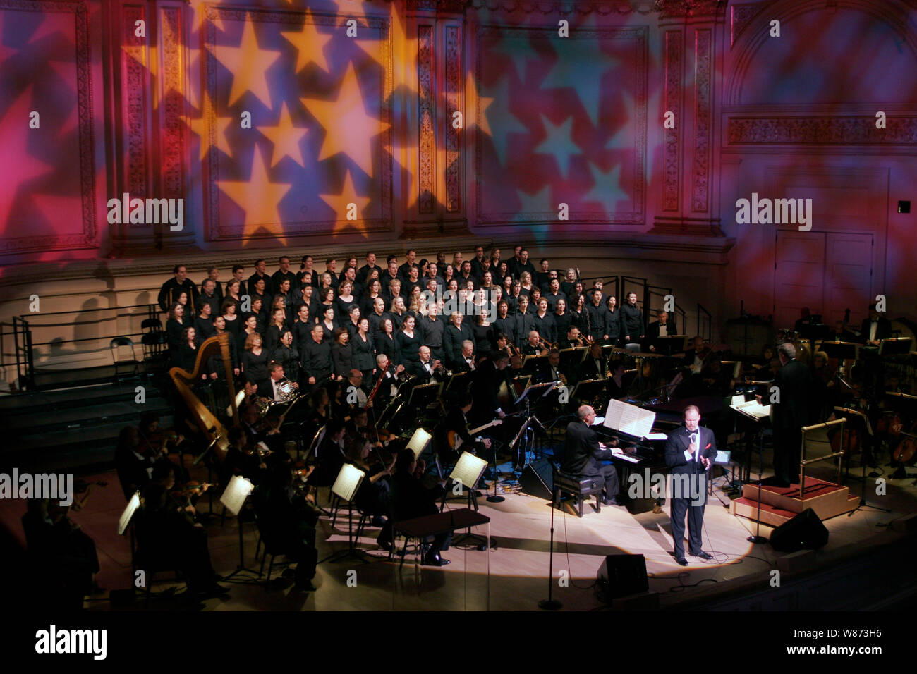 Orchestra and Choir perform at Carnegie Hall at a Benefit concert in New York City Stock Photo