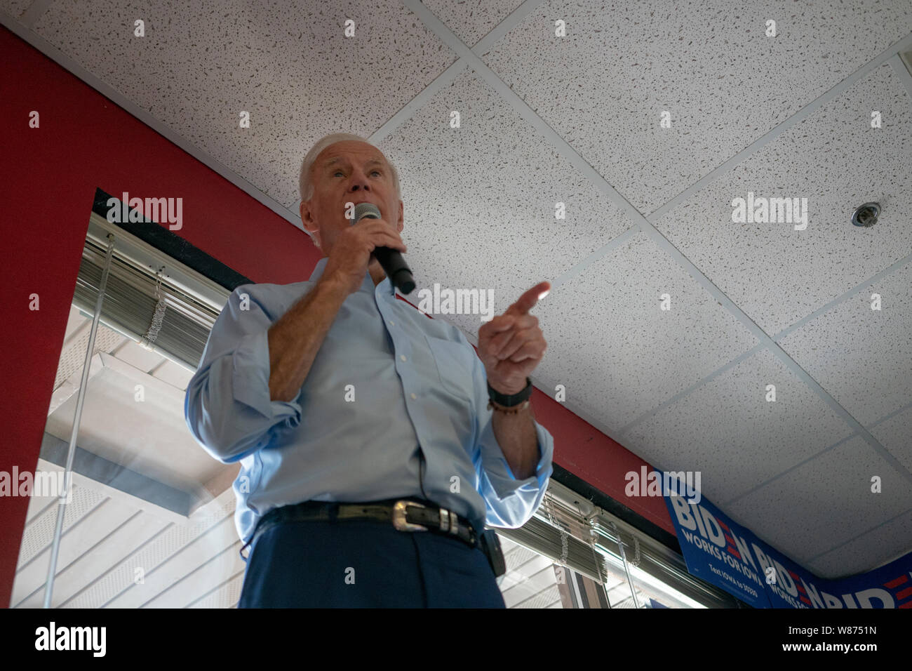 2020 Democratic Presidential candidate Joe Biden speaks as his campaign opens a new campaign office in Iowa City, Iowa on Wednesday, August 7, 2019. Biden is kicking off a 4 day tour of Iowa. Credit: Alex Edelman/CNP /MediaPunch Stock Photo