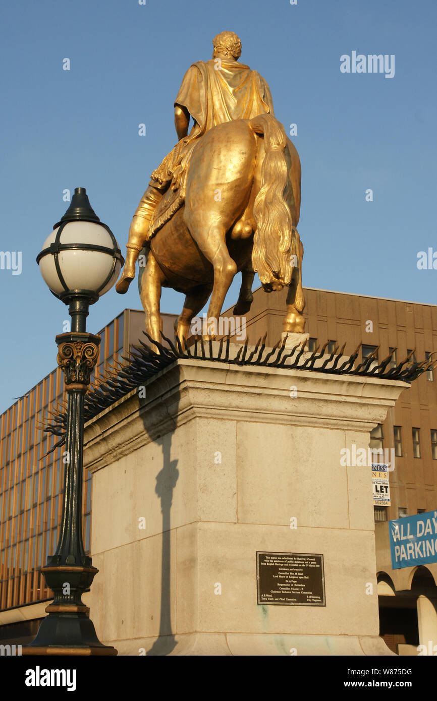 King Billy Statue, Market Place, Hull Stock Photo