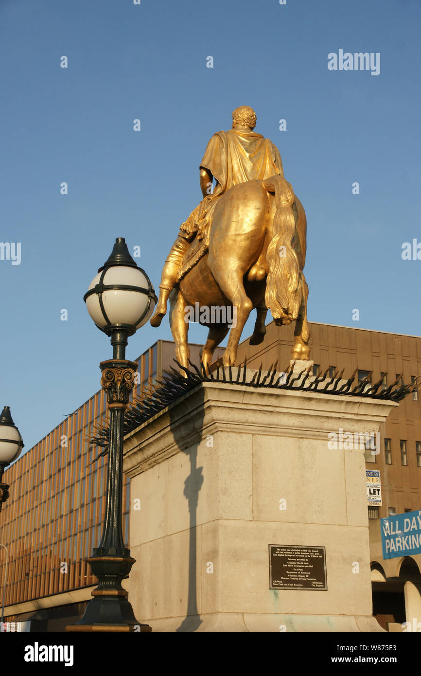 King Billy Statue, Market Place, Hull Stock Photo