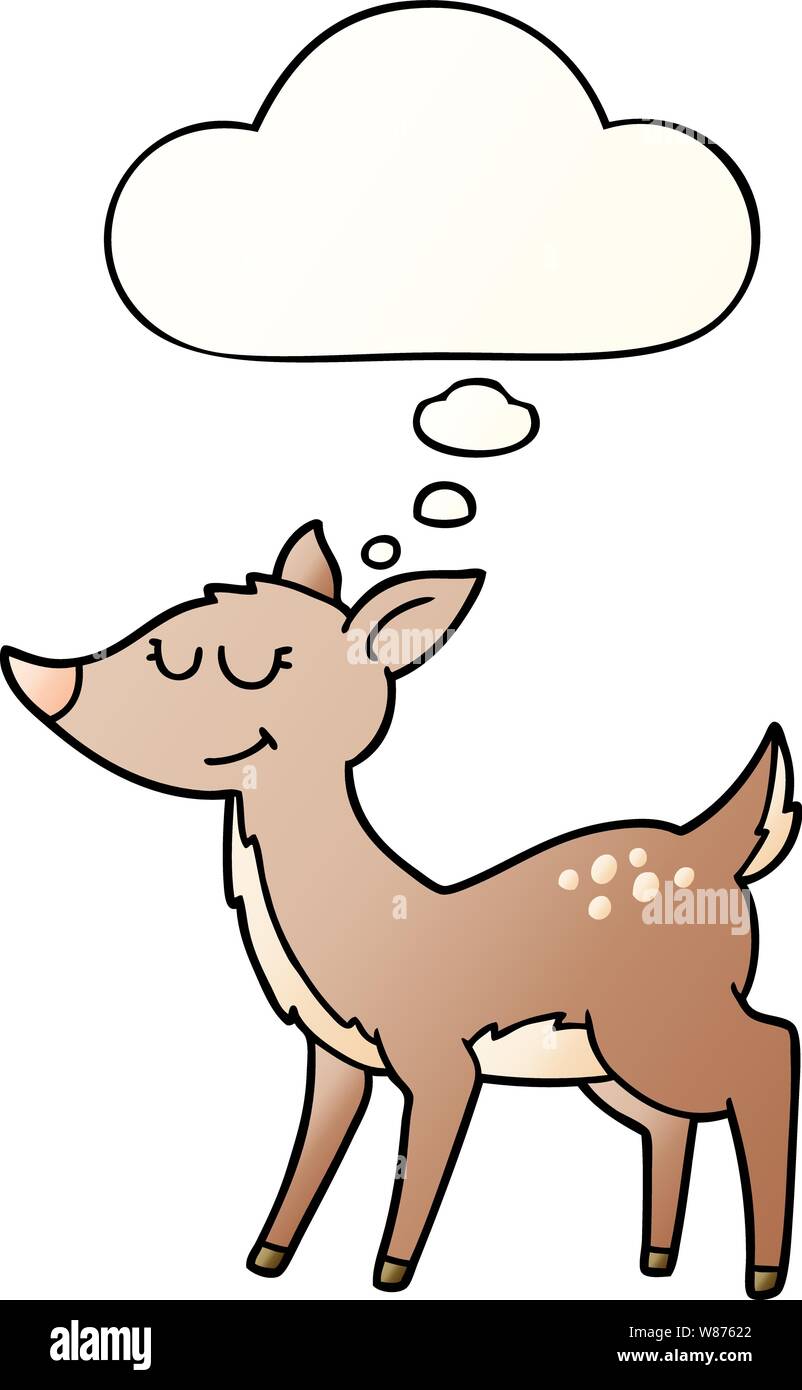 cartoon deer with thought bubble in smooth gradient style Stock Vector