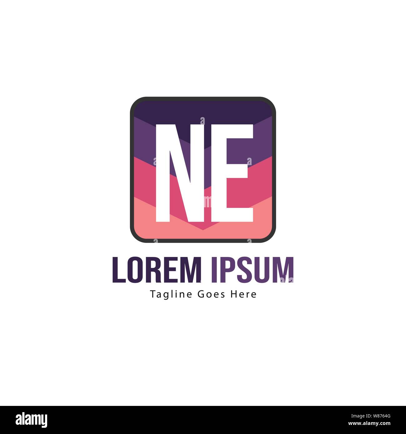 Initial NE logo template with modern frame. Minimalist NE letter logo ...