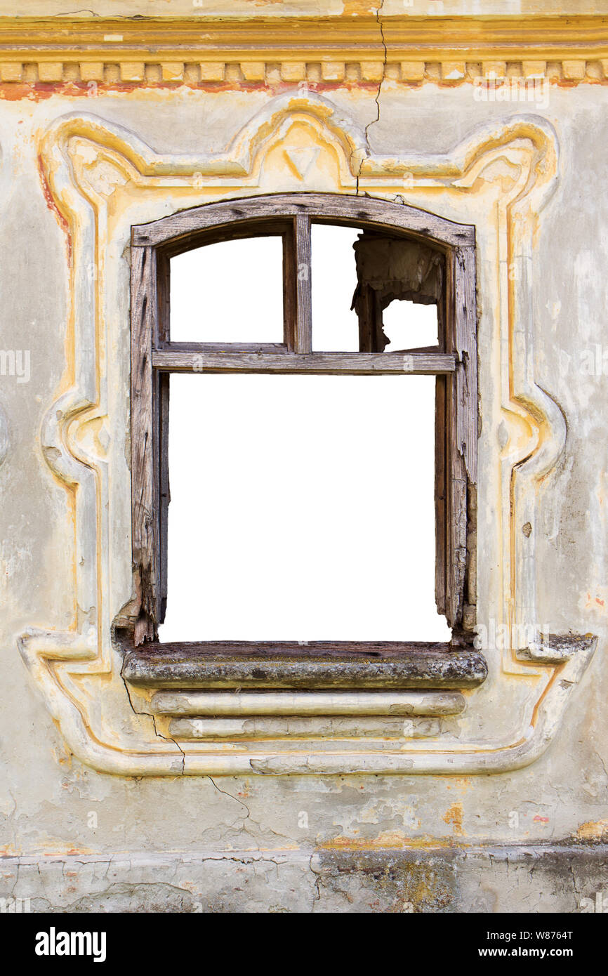 Window Frame With Vintage Decor On A Ornate Rustic Worn Aged Wall Stock Photo Alamy