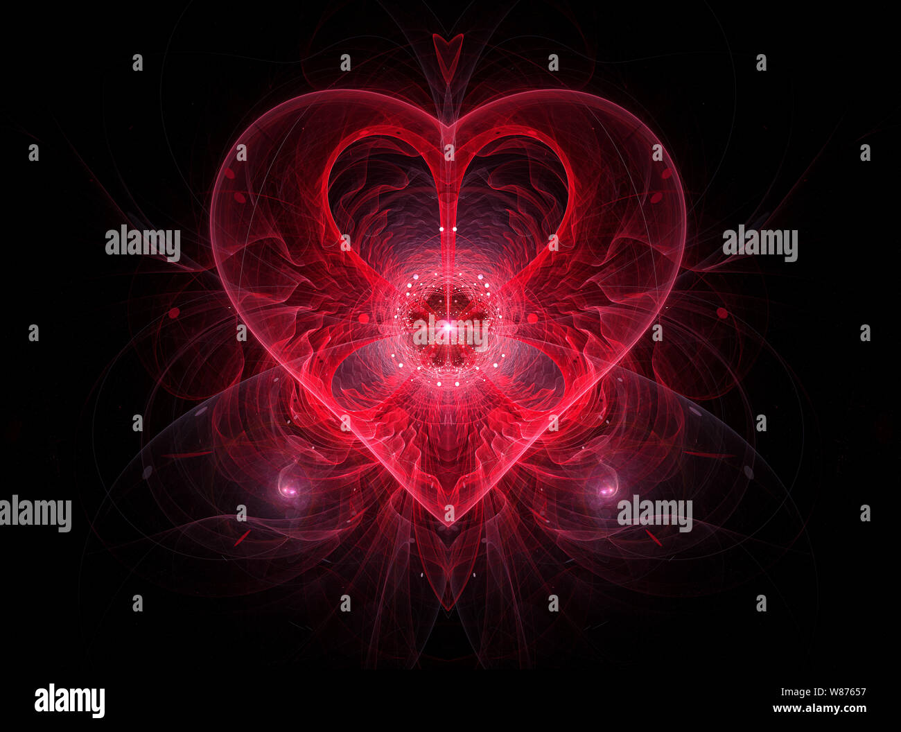 Fractal Art Background - Neon Heart - 3D Rendering Stock Photo - Alamy