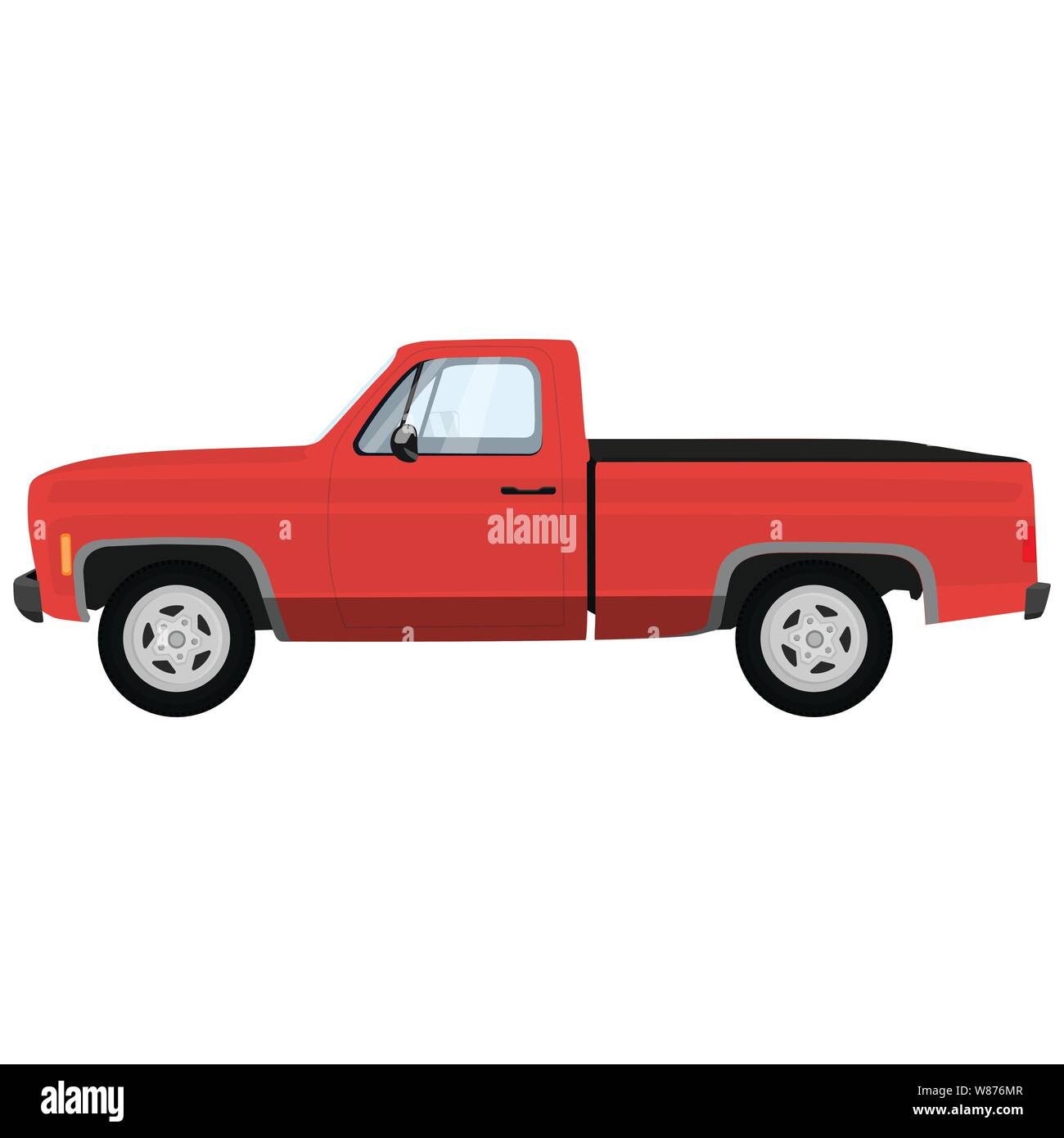 Powerful red modern pick-up truck. Vector illustration Stock Vector