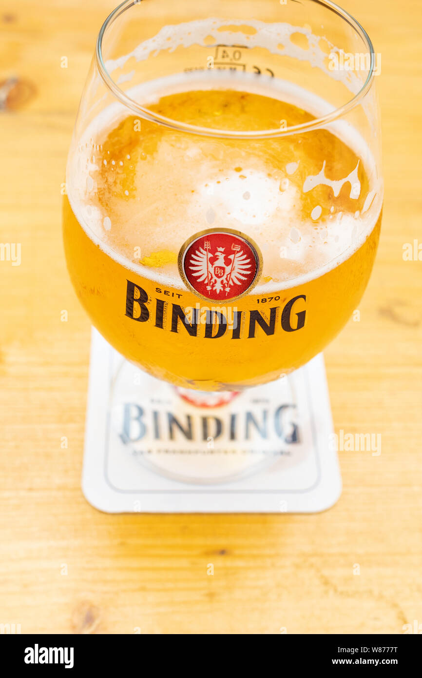 glass of Binding Beer - Binding-Brauerei - Frankfurt am Main, Germany, Europe Stock Photo