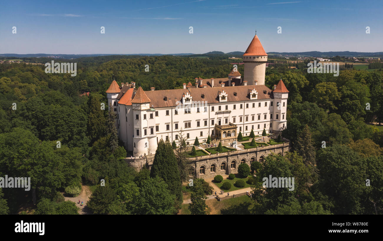 Medieval Konopiste castle or château in Czech Republic - residence of Habsburg imperial family surrounded by the forest Stock Photo