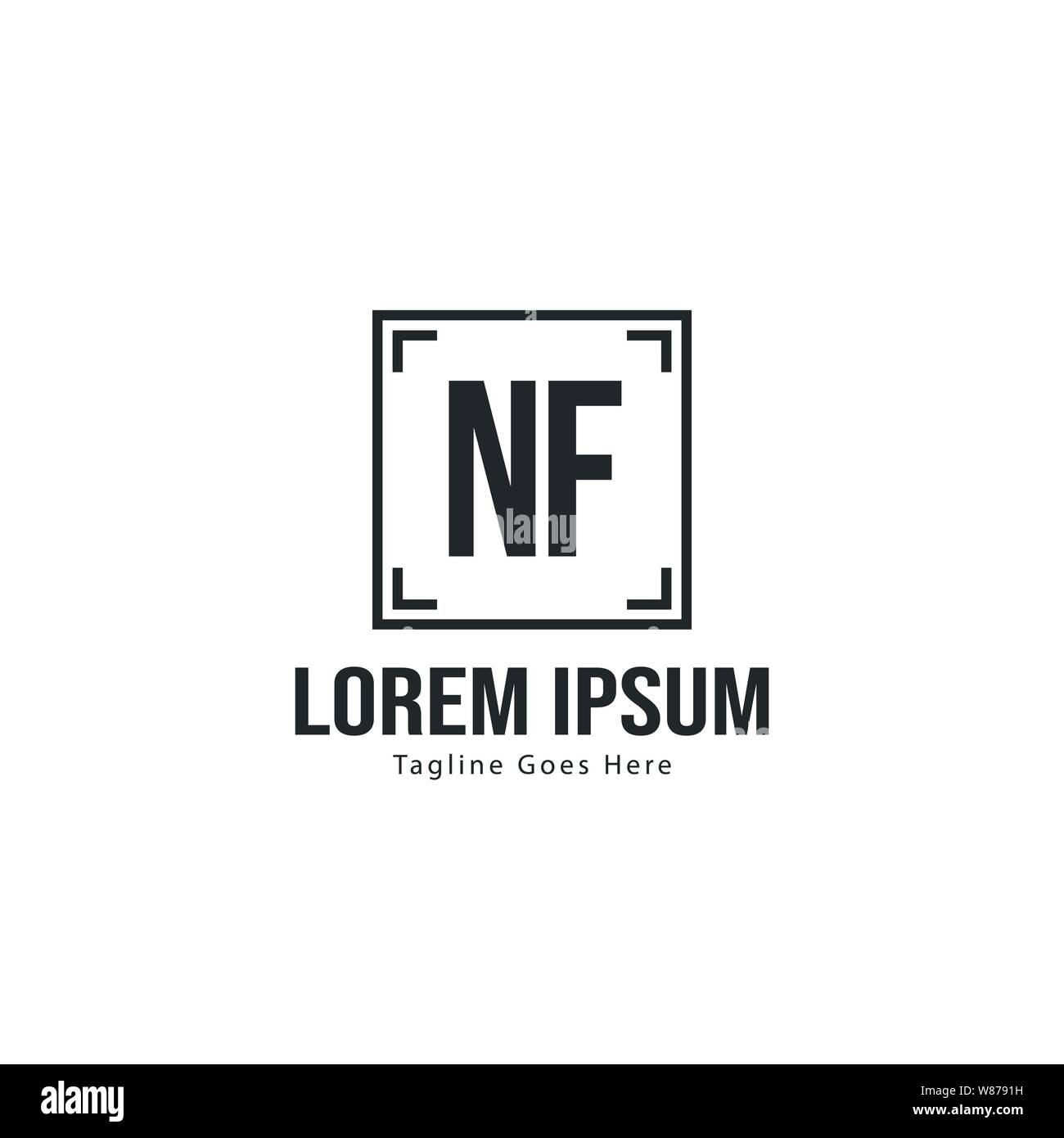 Initial NF logo template with modern frame. Minimalist NF letter logo ...