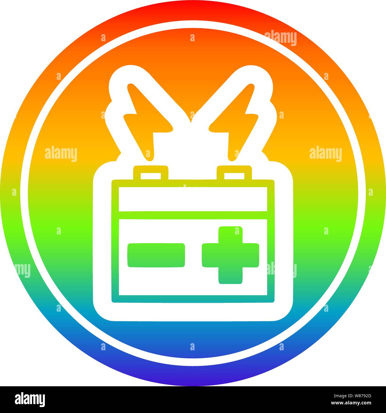 battery circular icon with rainbow gradient finish Stock Vector Image ...