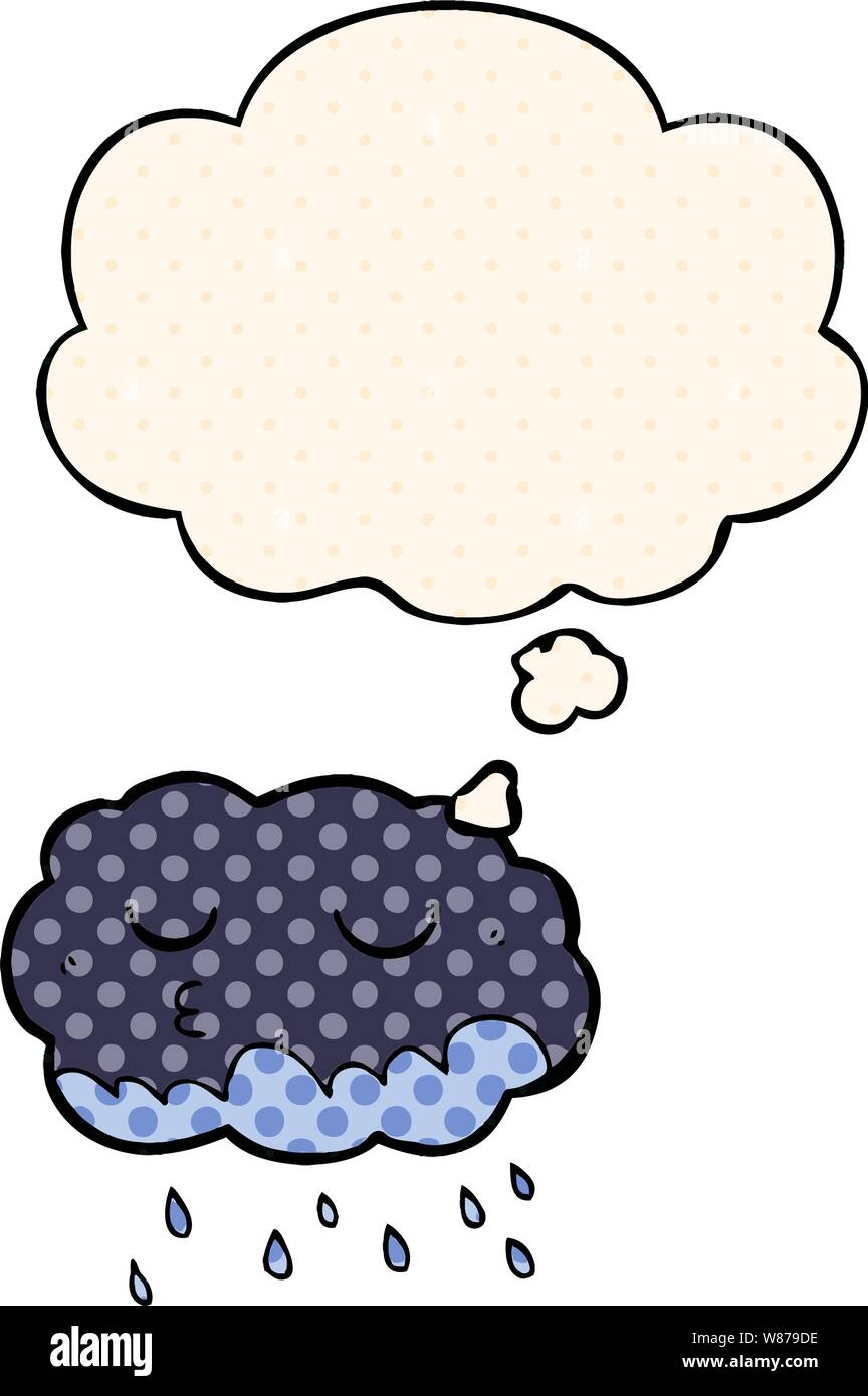Comic Book Raining Filter cartoon rain cloud with thought bubble in comic book style Stock Vector ...