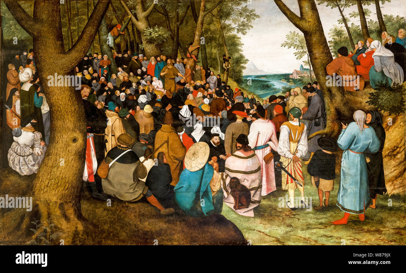 Pieter Brueghel the Younger, painting, The Preaching of St. John the Baptist, 1601-1604 Stock Photo