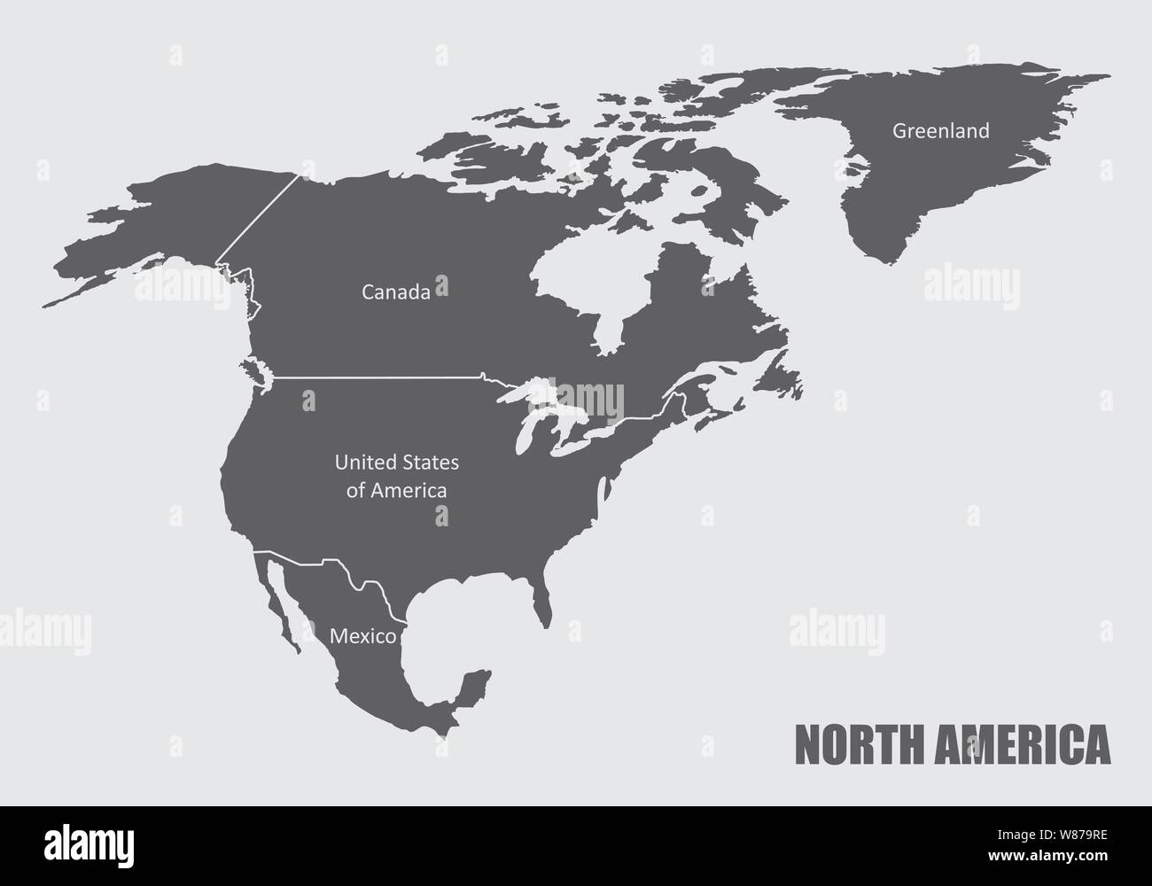 Map Of North America No Borders United States Map