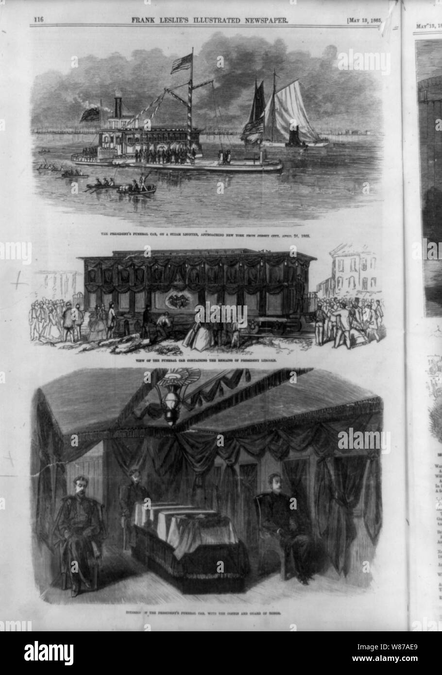 1) The President's funeral car, on a steam lighter, approaching New