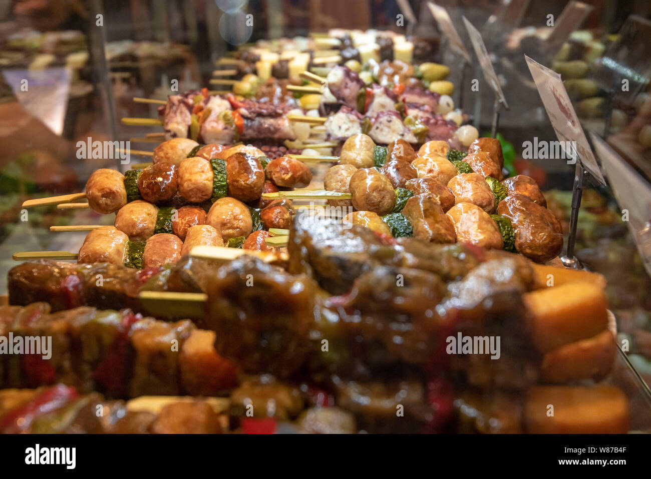 Horizontal close up of traditonal food in Madrid. Stock Photo