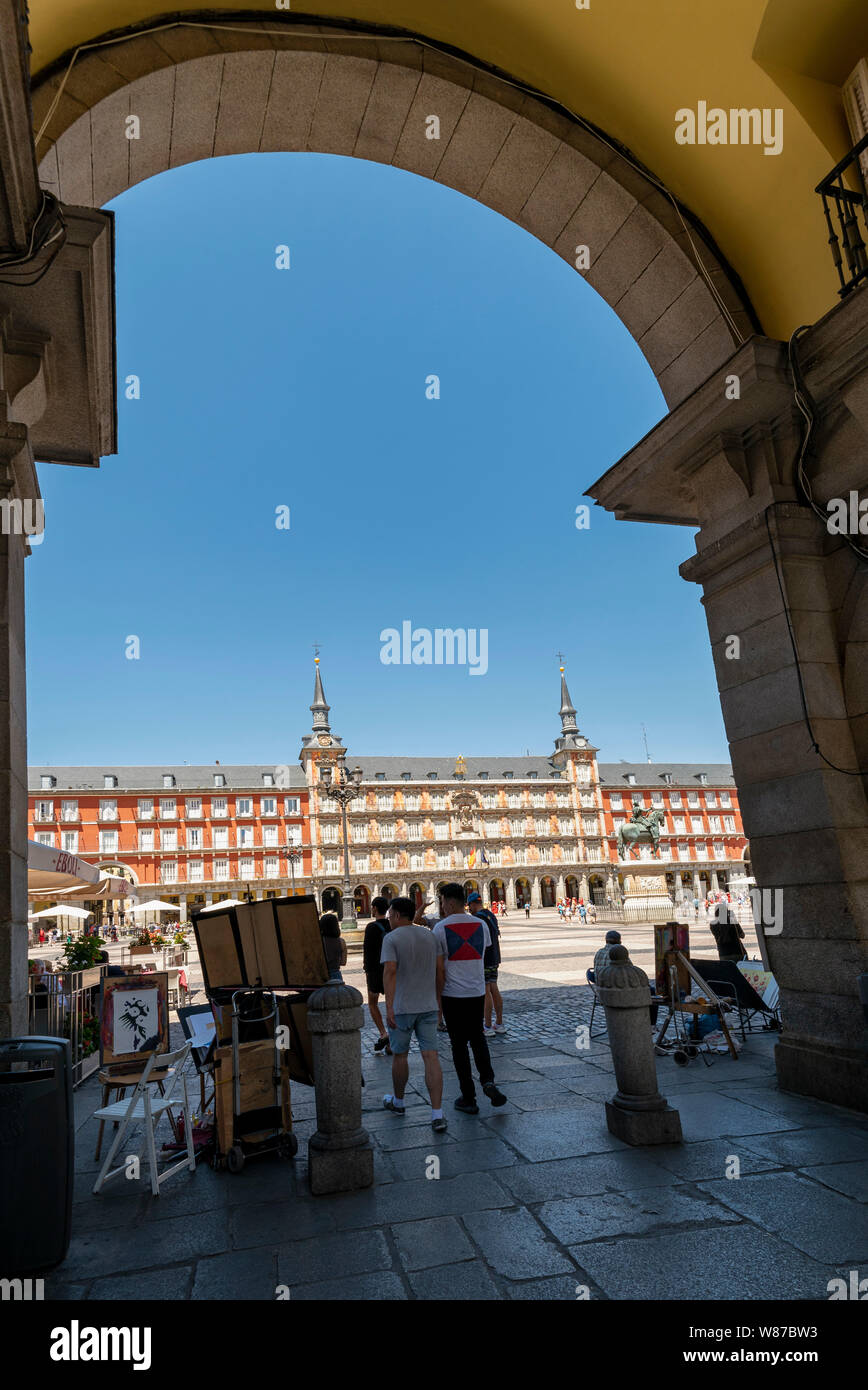 Vertical view of Plaza Mayor in Madrid. Stock Photo