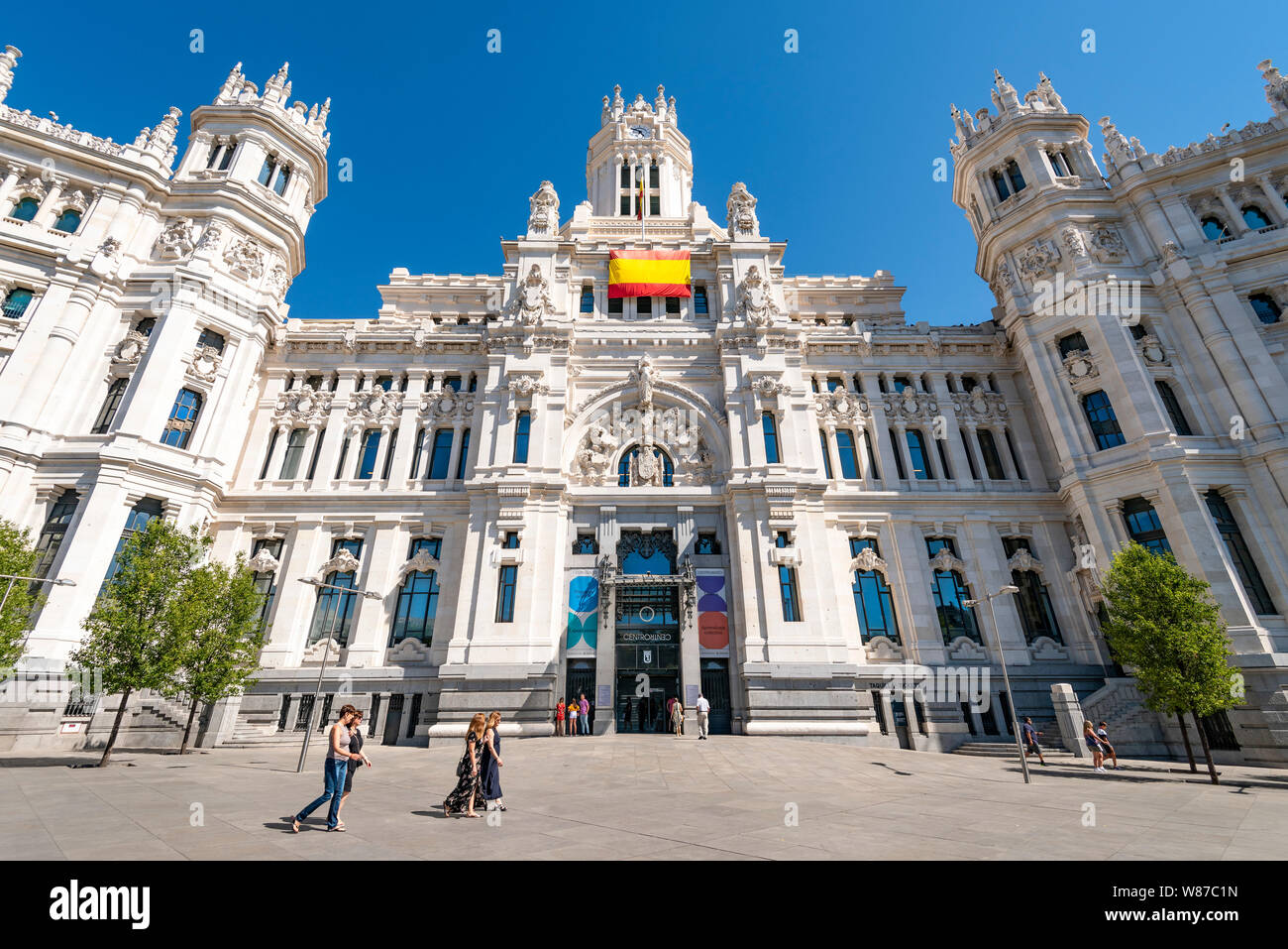 Horizontal close up of Palacio de Cibeles in Madrid. Stock Photo