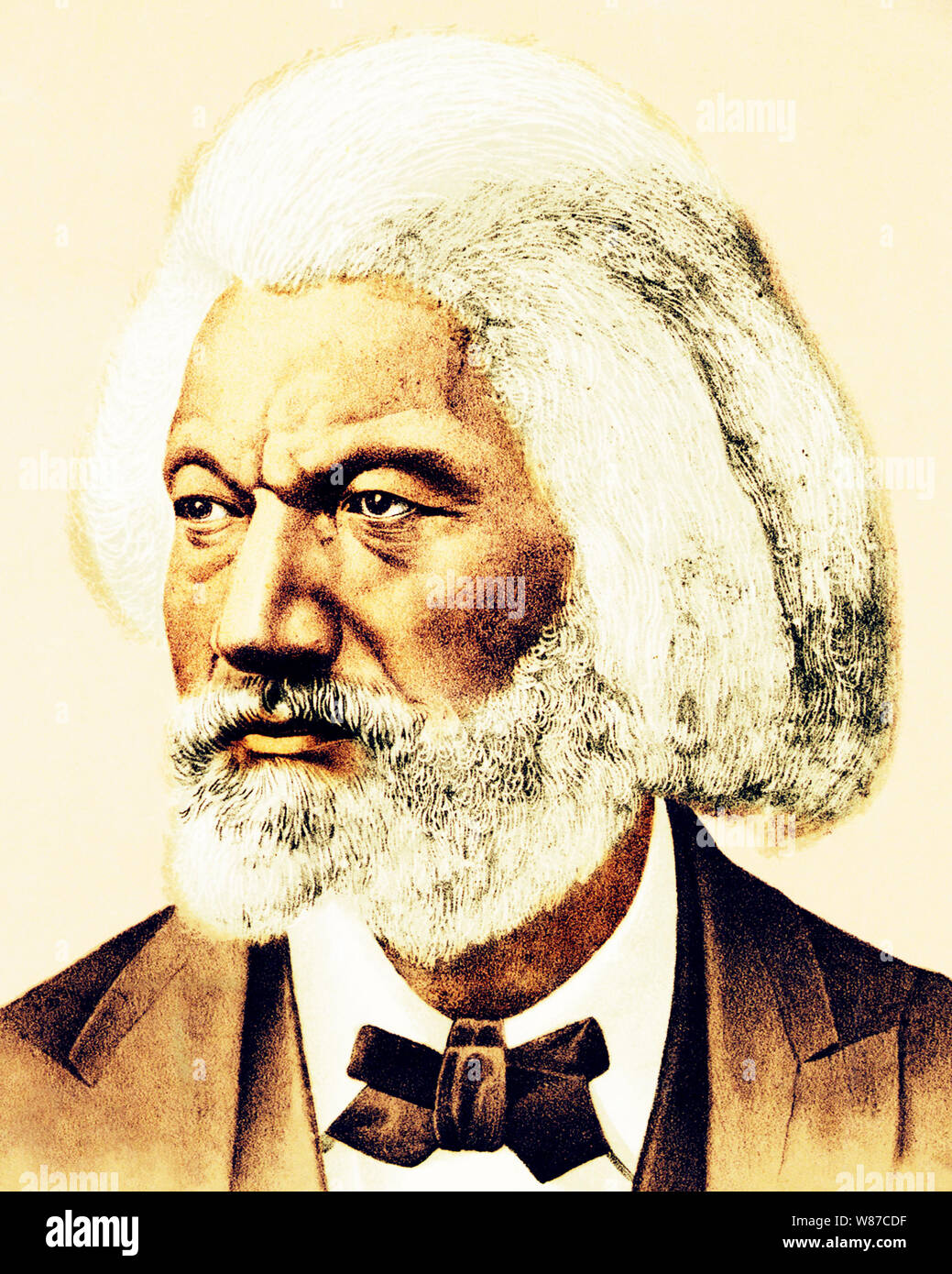 Vintage colour portrait of American social reformer, abolitionist, orator, writer and statesman Frederick Douglass (born Frederick Augustus Washington Bailey) (c1818 – 1895). Stock Photo