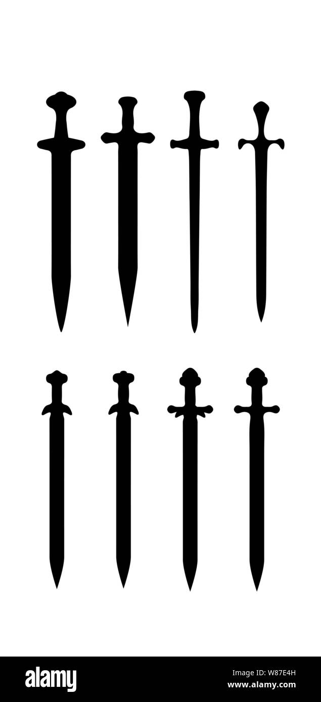 icon sword. Cold steel medieval arms, flat design. Stock Vector