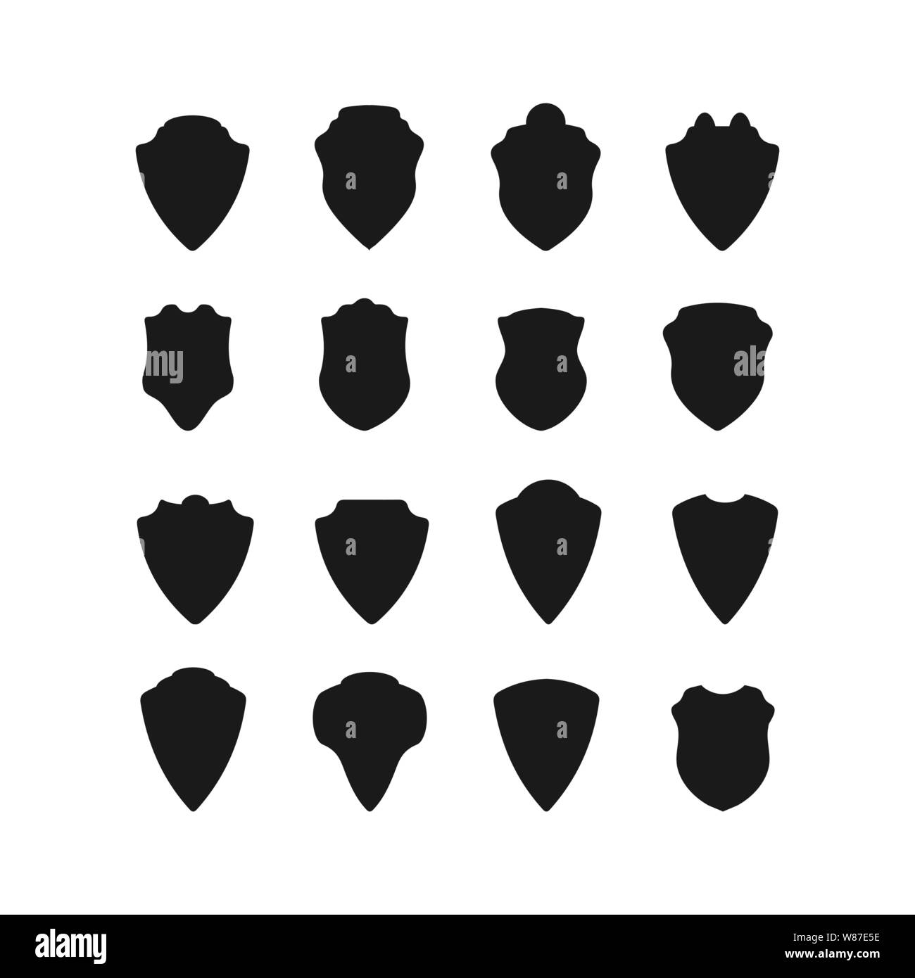 Medieval Shield Set Of Vector Silhouettes Of Medieval Shield