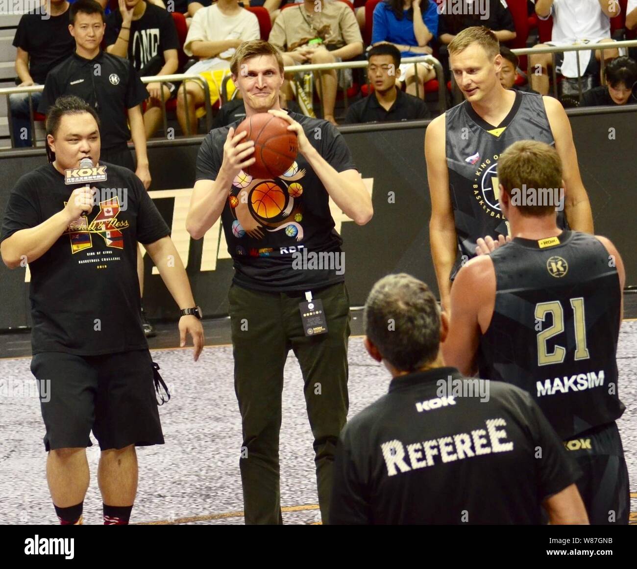 August 8, 2019, Shanghai, Shanghai, China: Shanghai,CHINA-On August 8, 2019, KOK king of Kings basketball tournament opened in Shanghai. Guests including President of Russian basketball association kirilenko, Qin fen, Zhang Zhaoxu and Liu wei attended the opening ceremony. (Credit Image: © SIPA Asia via ZUMA Wire) Stock Photo