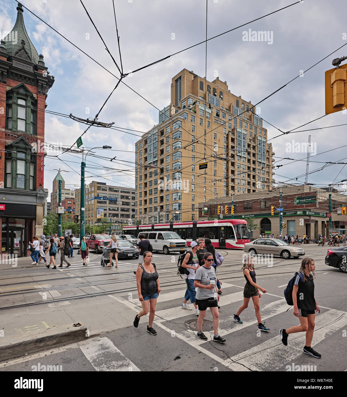 City Tram in Toronto, Queen St West - Spadina Ave Stock Photo