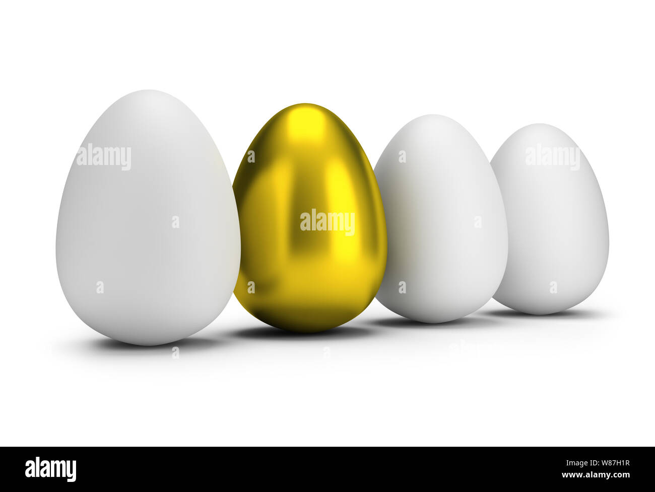 Golden egg among ordinary eggs. 3d image. Isolated white background Stock  Photo - Alamy