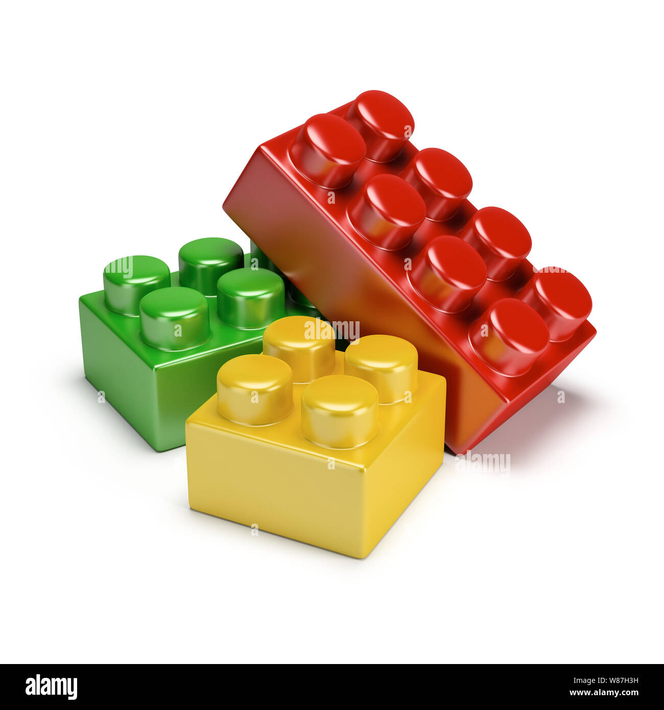colorful plastic toy blocks. 3d image. Isolated white background Stock ...