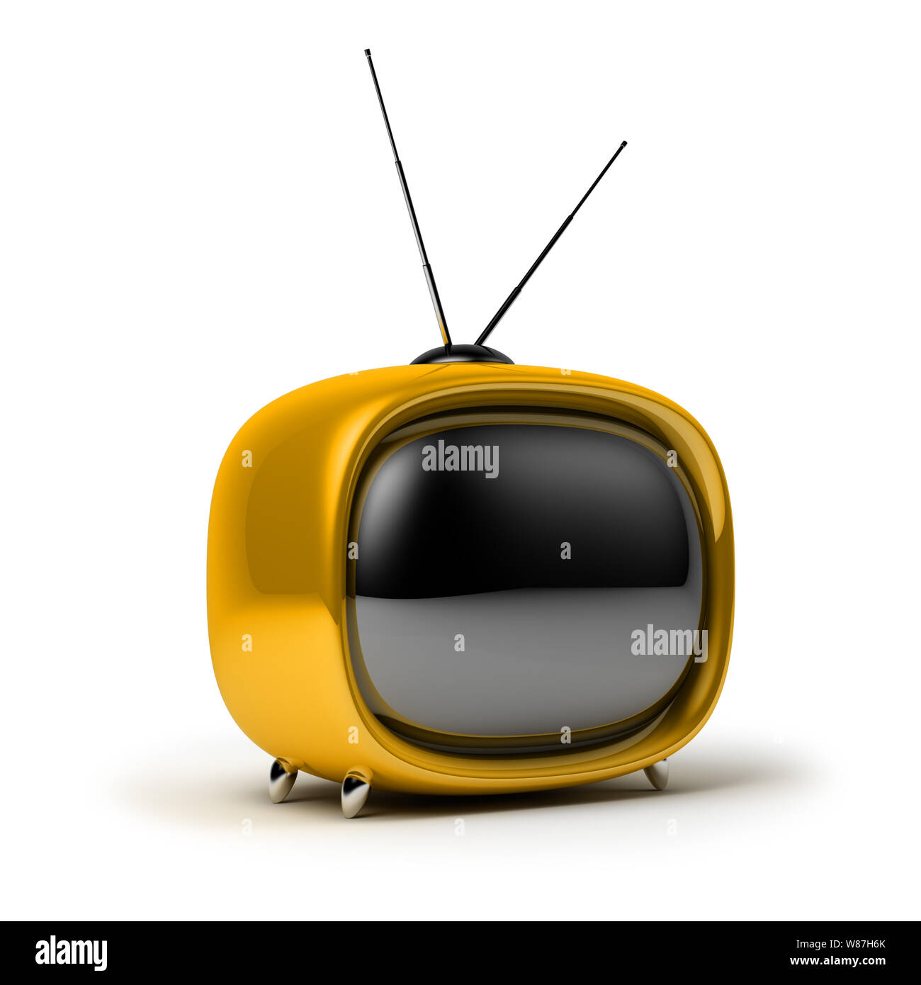 Yellow a retro the TV. 3d image. Isolated white background. Stock Photo