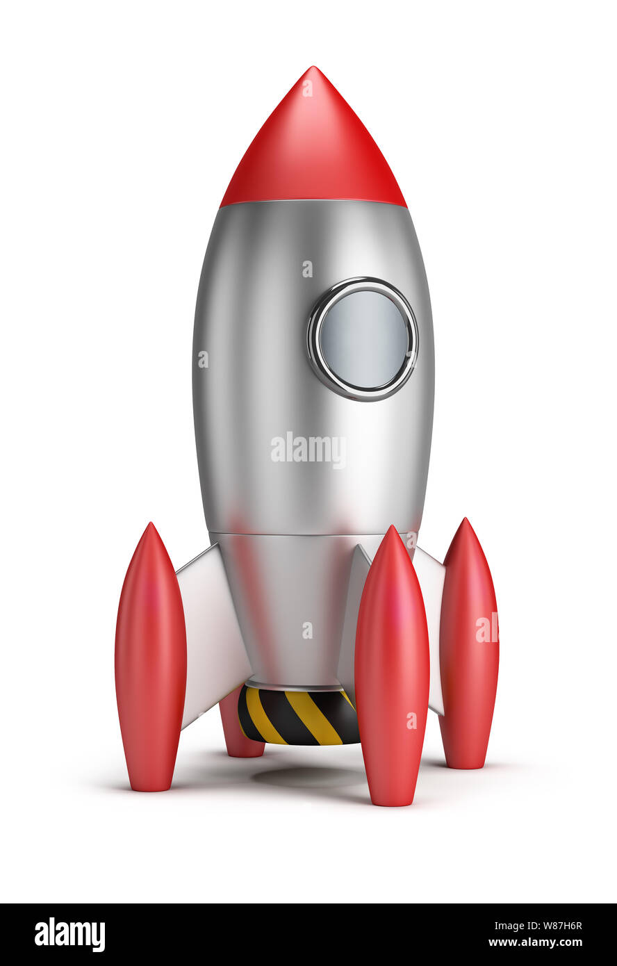 Steel rocket. 3d image. White background. Stock Photo